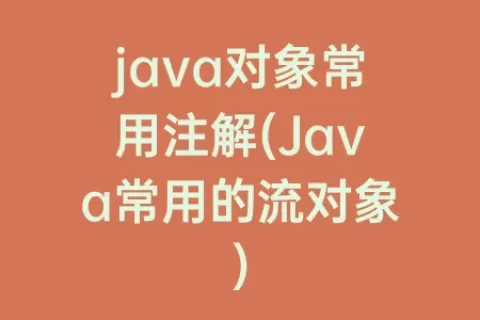 java对象常用注解(Java常用的流对象)