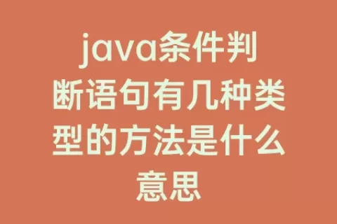 java条件判断语句有几种类型的方法是什么意思