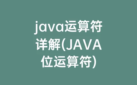 java运算符详解(JAVA位运算符)