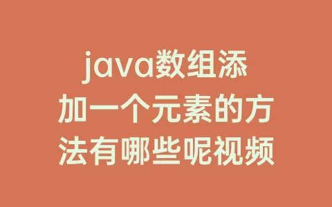 java数组添加一个元素的方法有哪些呢视频