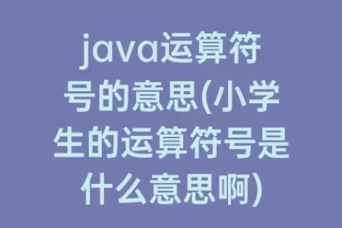 java运算符号的意思(小学生的运算符号是什么意思啊)