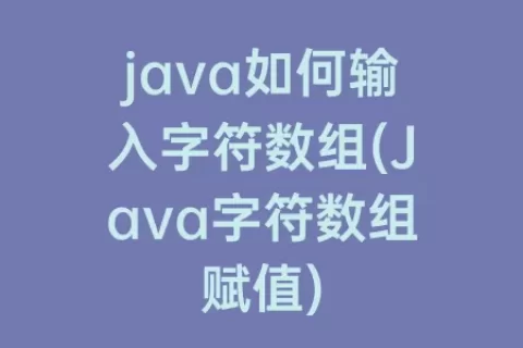 java如何输入字符数组(Java字符数组赋值)