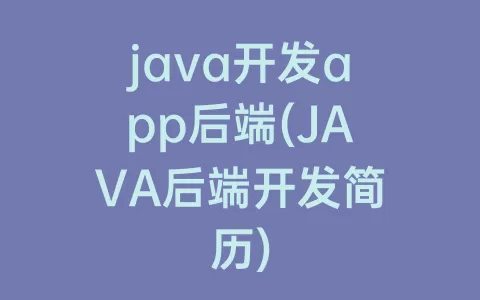 java开发app后端(JAVA后端开发简历)