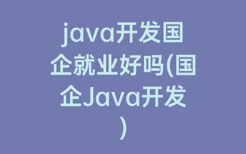 java开发国企就业好吗(国企Java开发)