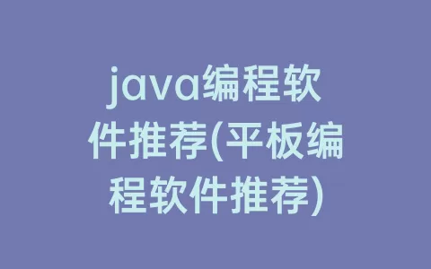 java编程软件推荐(平板编程软件推荐)