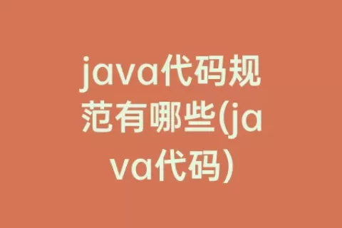 java代码规范有哪些(java代码)