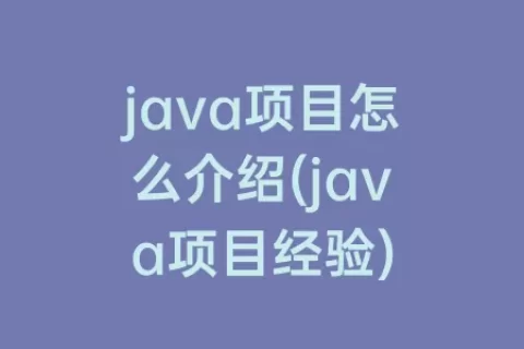 java项目怎么介绍(java项目经验)