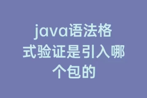 java语法格式验证是引入哪个包的