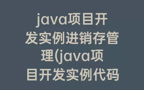 java项目开发实例进销存管理(java项目开发实例代码)