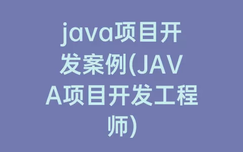 java项目开发案例(JAVA项目开发工程师)