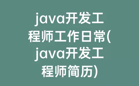 java开发工程师工作日常(java开发工程师简历)