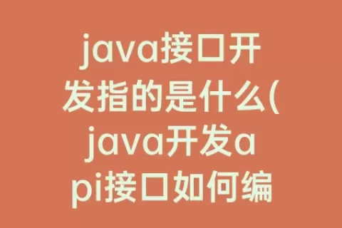 java接口开发指的是什么(java开发api接口如何编写)