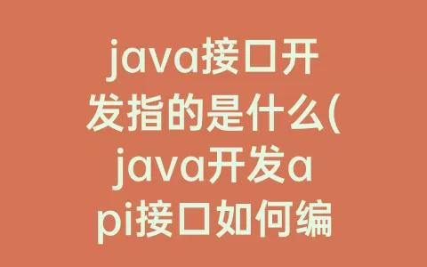 java接口开发指的是什么(java开发api接口如何编写)