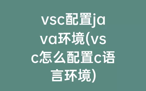 vsc配置java环境(vsc怎么配置c语言环境)