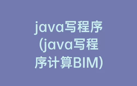 java写程序(java写程序计算BIM)