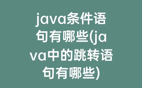 java条件语句有哪些(java中的跳转语句有哪些)