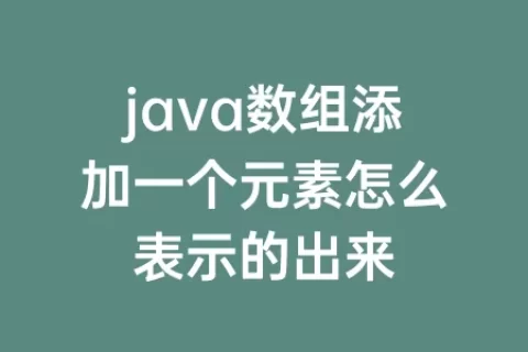 java数组添加一个元素怎么表示的出来