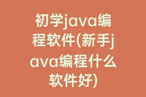 初学java编程软件(新手java编程什么软件好)