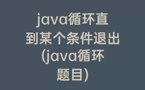 java循环直到某个条件退出(java循环题目)