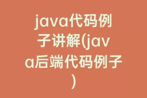 java代码例子讲解(java后端代码例子)