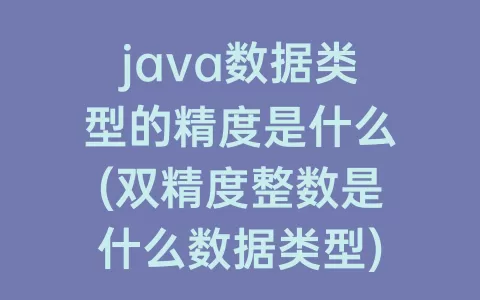 java数据类型的精度是什么(双精度整数是什么数据类型)