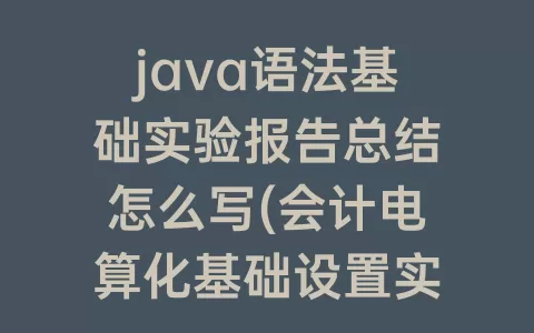 java语法基础实验报告总结怎么写(会计电算化基础设置实验报告总结)