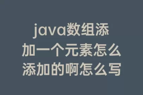 java数组添加一个元素怎么添加的啊怎么写