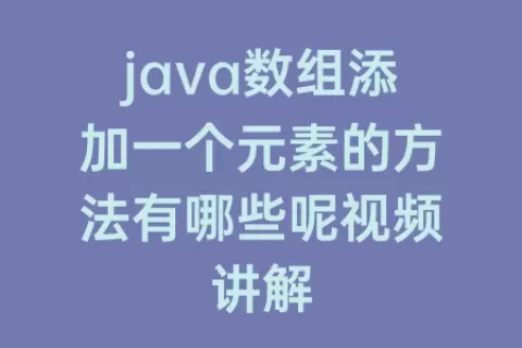 java数组添加一个元素的方法有哪些呢视频讲解