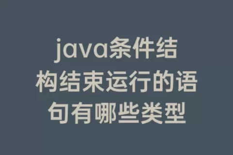 java条件结构结束运行的语句有哪些类型