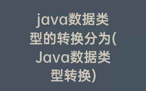 java数据类型的转换分为(Java数据类型转换)