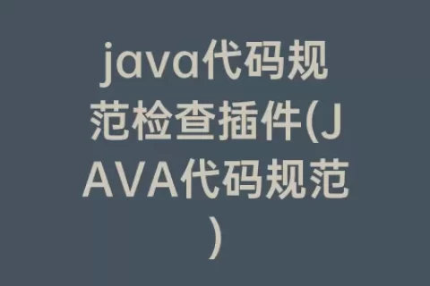 java代码规范检查插件(JAVA代码规范)