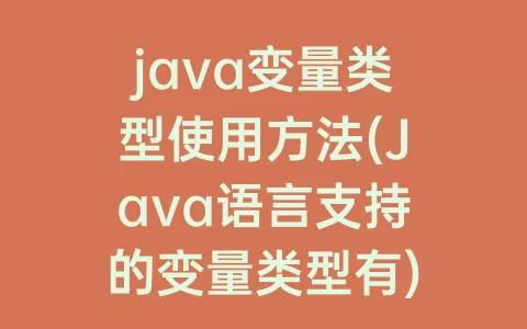 java变量类型使用方法(Java语言支持的变量类型有)