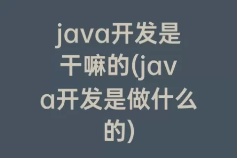 java开发是干嘛的(java开发是做什么的)