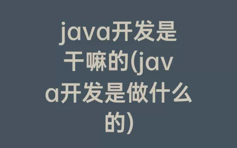java开发是干嘛的(java开发是做什么的)