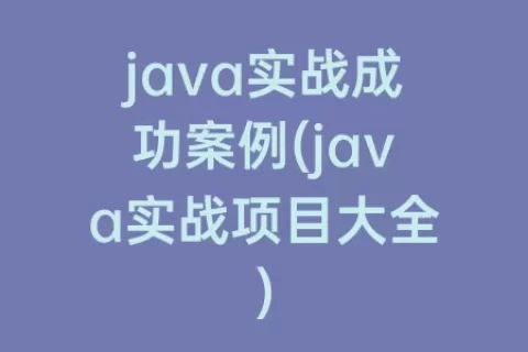 java实战成功案例(java实战项目大全)