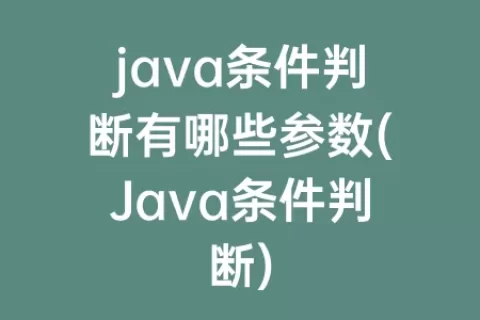 java条件判断有哪些参数(Java条件判断)