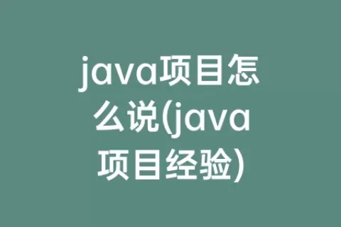 java项目怎么说(java项目经验)