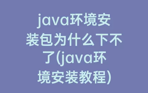 java环境安装包为什么下不了(java环境安装教程)
