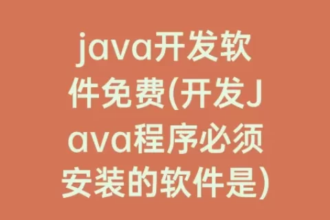 java开发软件免费(开发Java程序必须安装的软件是)