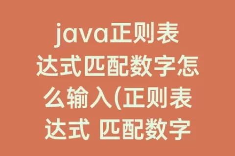 java正则表达式匹配数字怎么输入(正则表达式 匹配数字和字母Java)