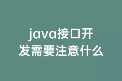 java接口开发需要注意什么