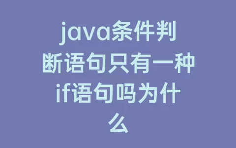 java条件判断语句只有一种if语句吗为什么