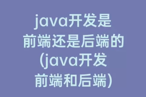 java开发是前端还是后端的(java开发前端和后端)